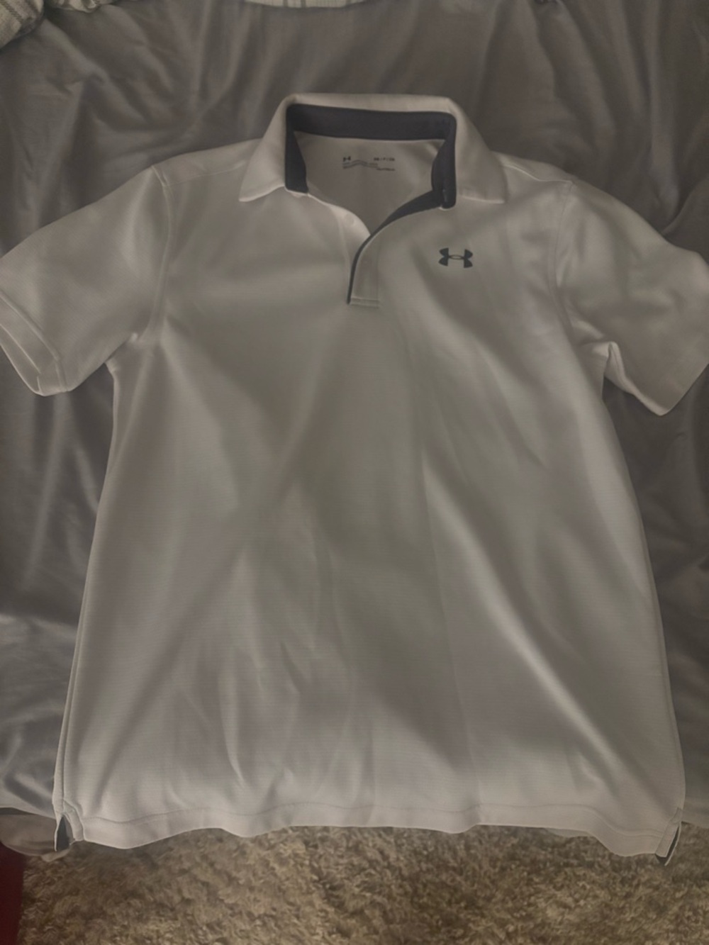 Under Armour White Polo with Dark Gray Trim